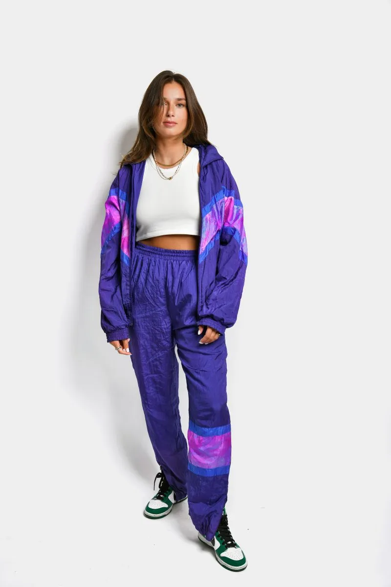 80s tracksuit set purple women