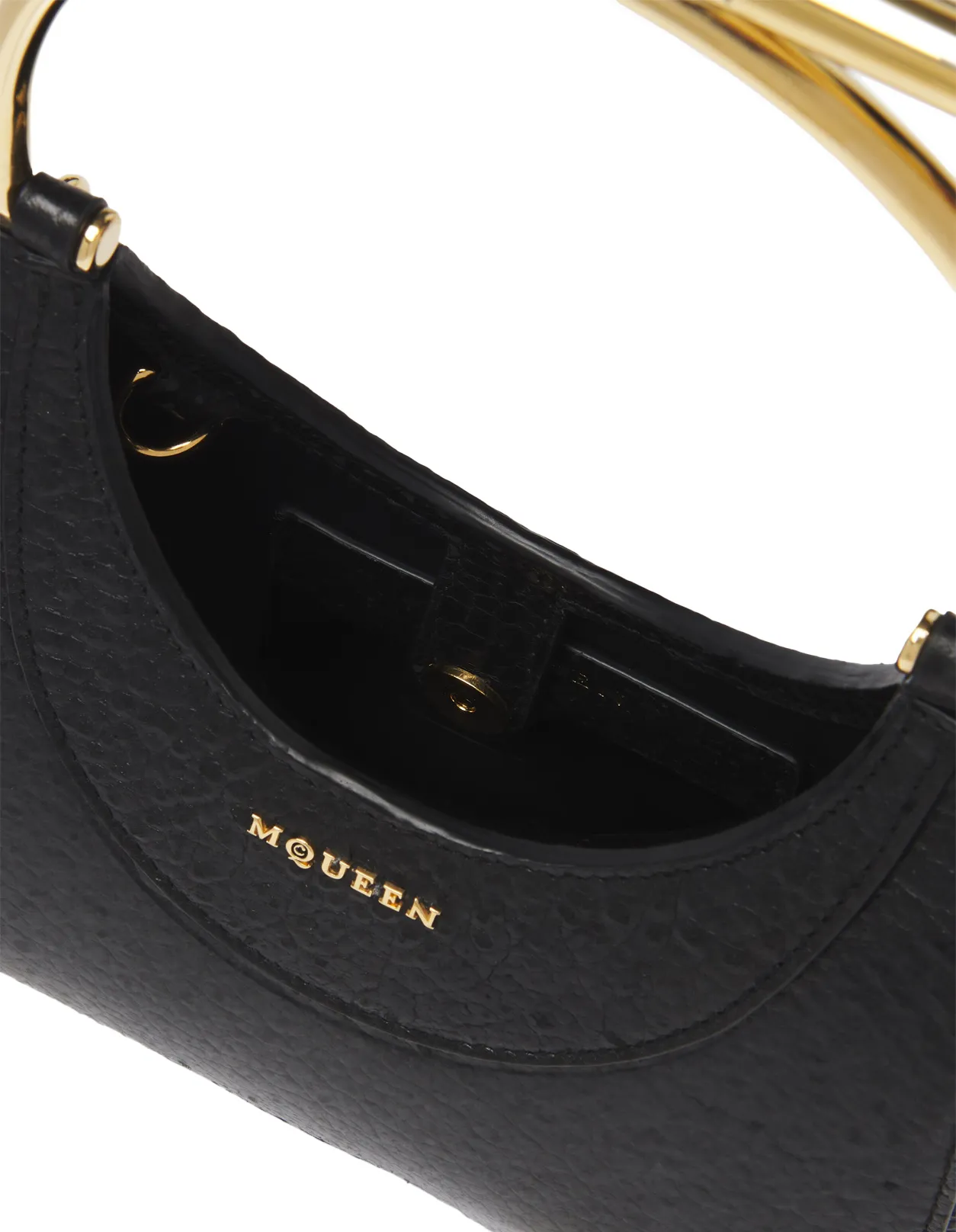 ALEXANDER MCQUEEN Mini Cross-Bar Bag in Black/Gold