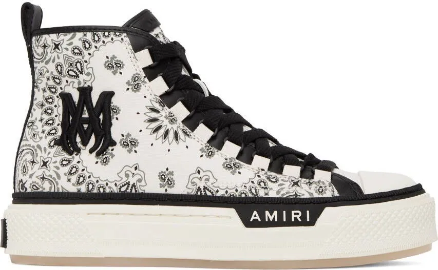 AMIRI White Bandana Court High Sneakers