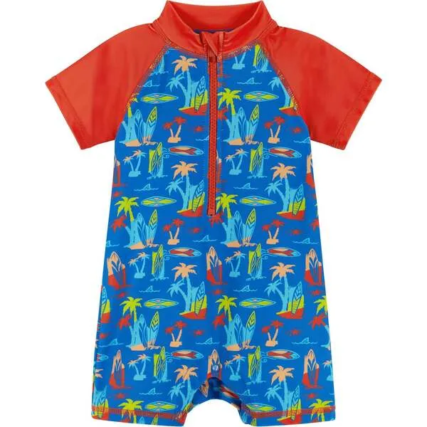 Andy & Evan Infant Swim Romper and Hat , Surfboard Print