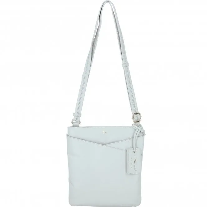 Ashwood Curve  Zip Top Leather Cross Body Bag Ice Grey: 64640/curve