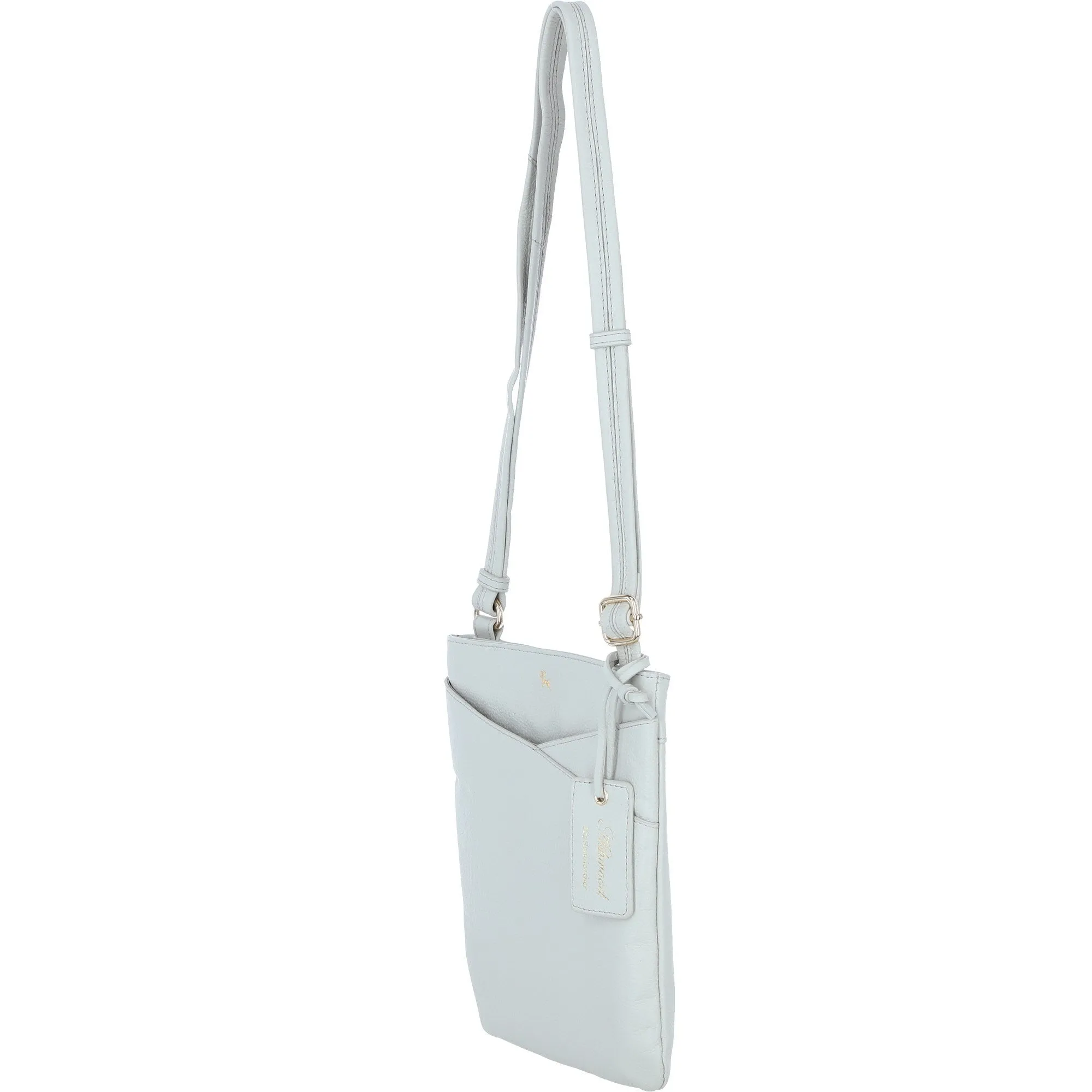 Ashwood Curve  Zip Top Leather Cross Body Bag Ice Grey: 64640/curve