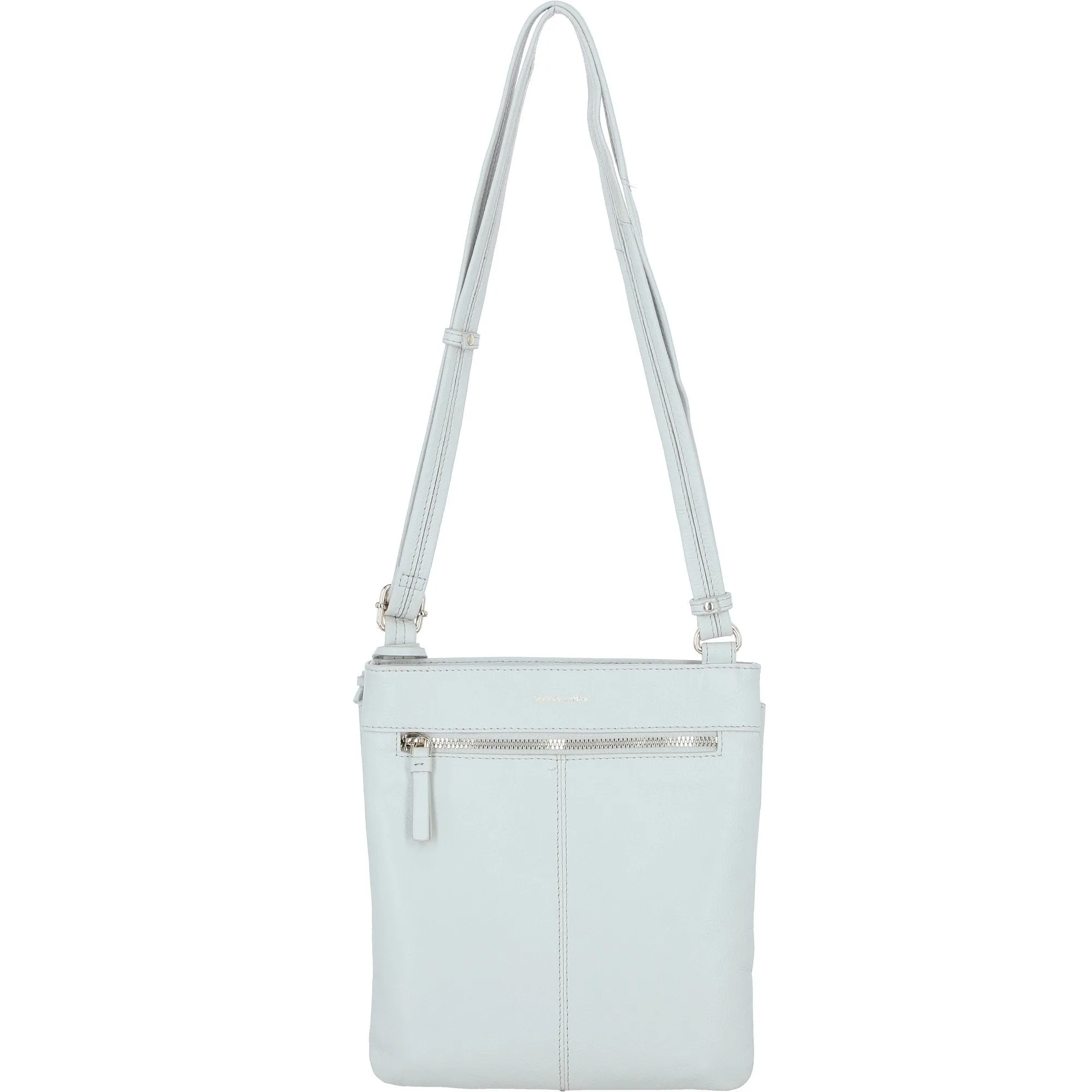 Ashwood Curve  Zip Top Leather Cross Body Bag Ice Grey: 64640/curve