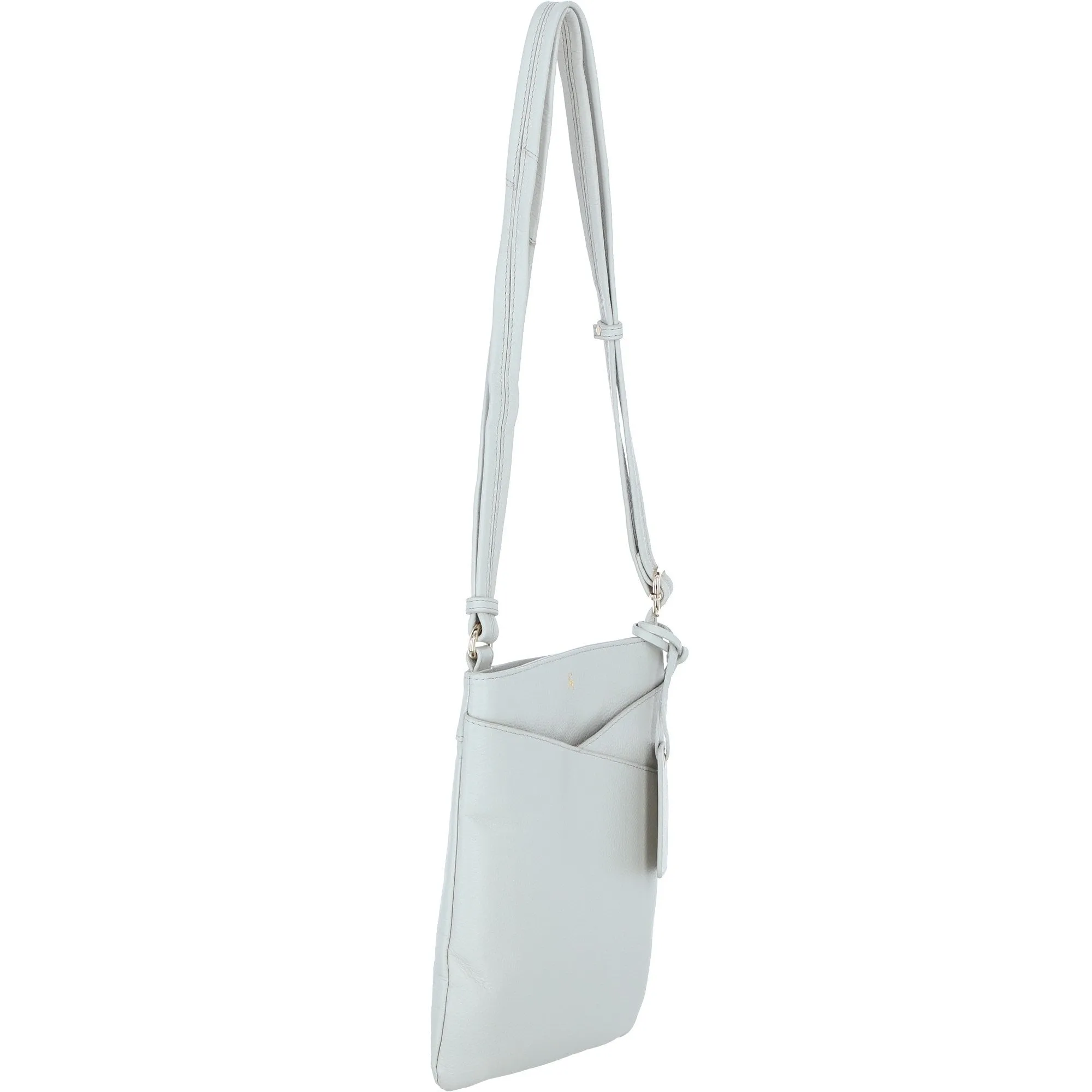 Ashwood Curve  Zip Top Leather Cross Body Bag Ice Grey: 64640/curve