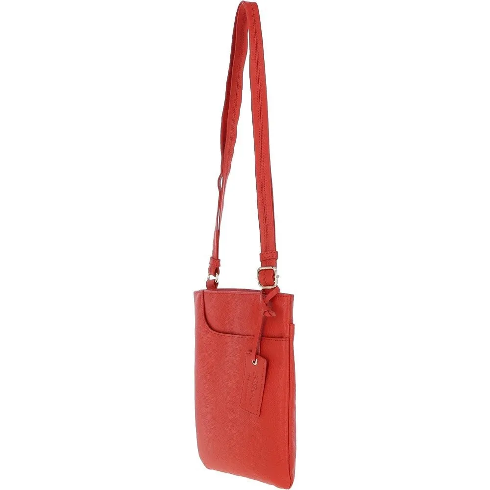 Ashwood Curve  Zip Top Leather Cross Body Bag Papaya Orange: 63028