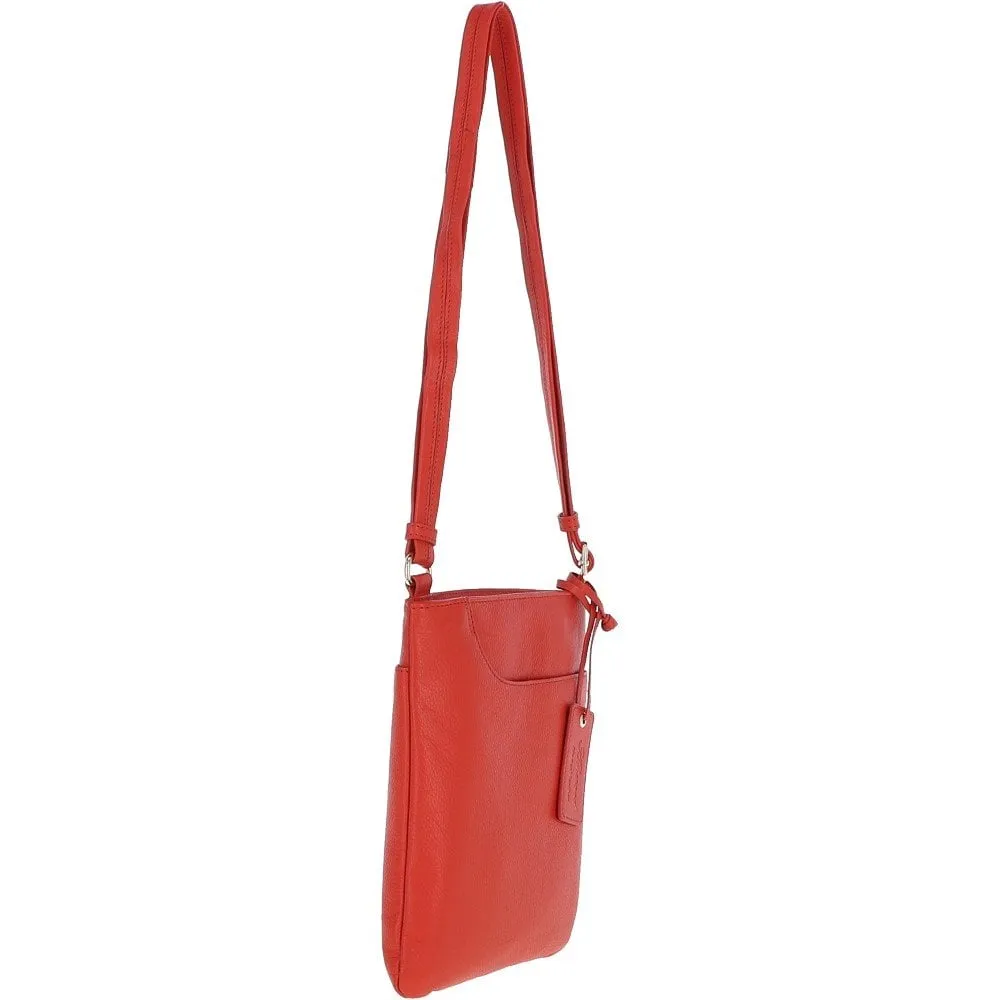 Ashwood Curve  Zip Top Leather Cross Body Bag Papaya Orange: 63028