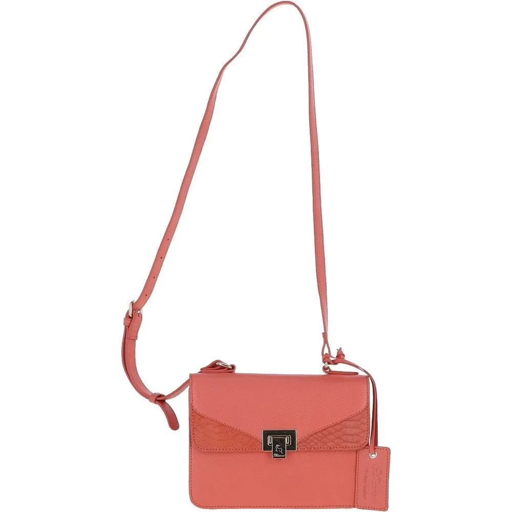 Ashwood Leather and Suede Small Cross Body Bag Peach: 62955