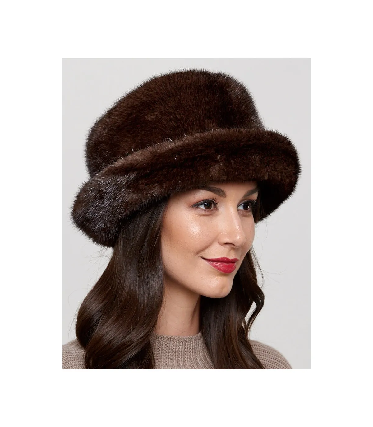 Audrey Mink Bucket Hat in Mahogany: FurHatWorld.com