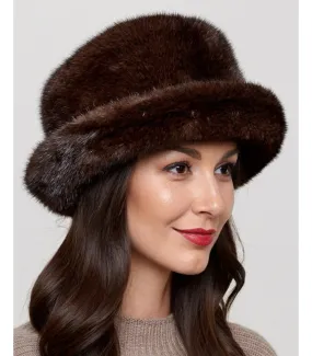 Audrey Mink Bucket Hat in Mahogany: FurHatWorld.com