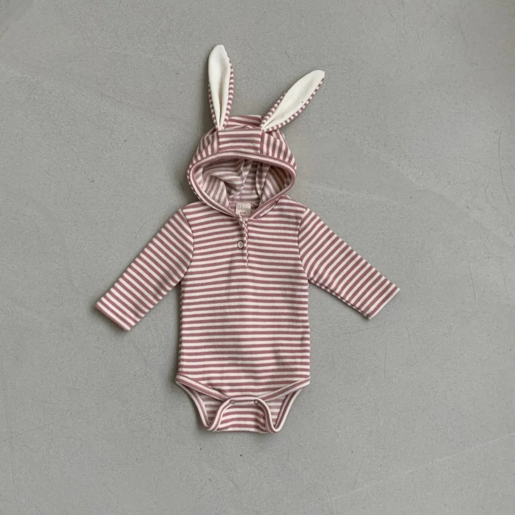 Baby BH Striped Bunny Romper (12-18m) - Pink