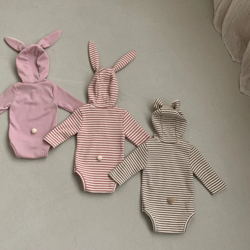 Baby BH Striped Bunny Romper (12-18m) - Pink