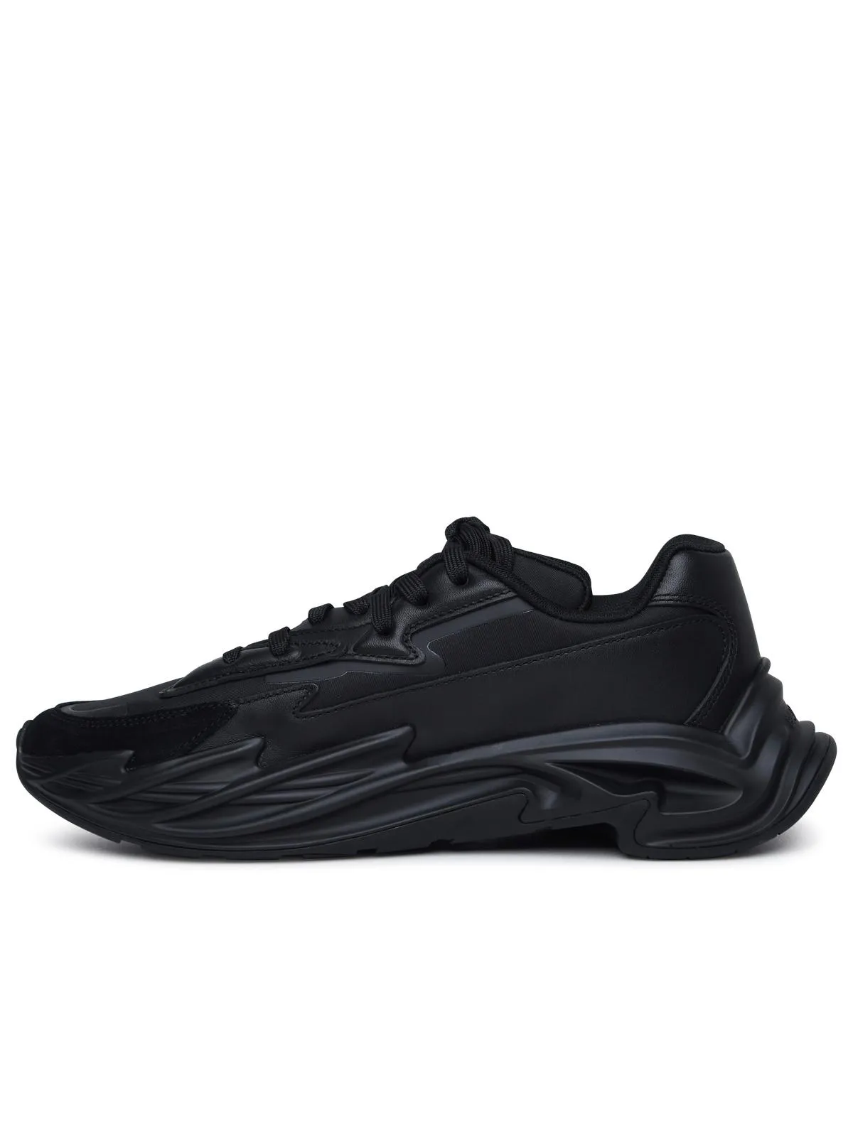 Balmain    Balmain 'Run Row' Black Lear And Nylon Sneakers