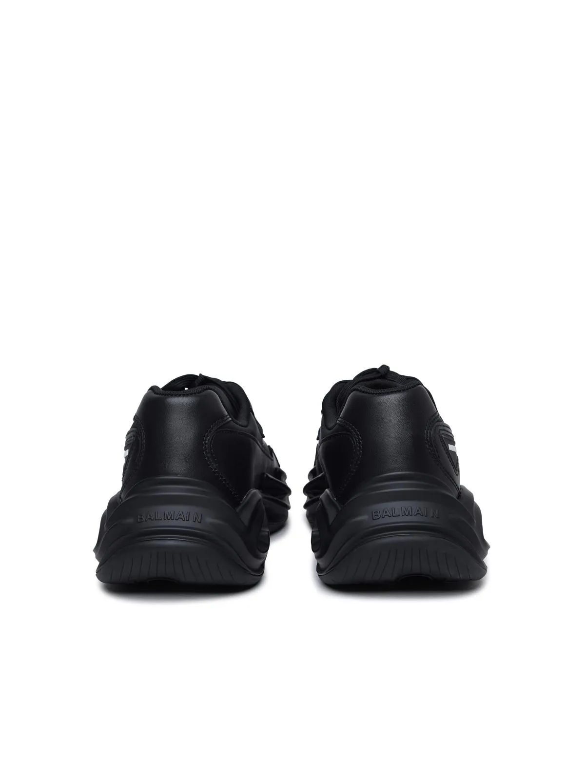 Balmain    Balmain 'Run Row' Black Lear And Nylon Sneakers