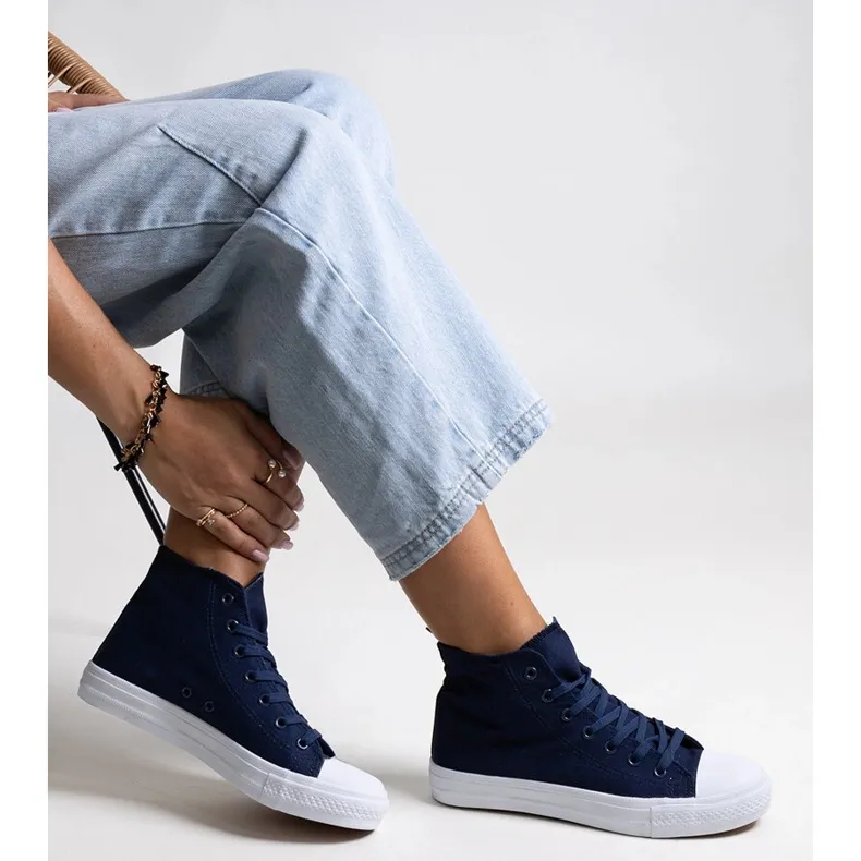 Bez marki Navy blue high-top sneakers by Ghanem