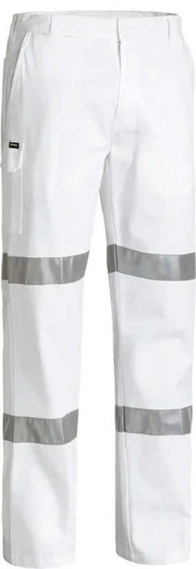 Bisley Workwear BP6808T Pants - Drill - 2 Hoops - Reflective Tape - White - 77R