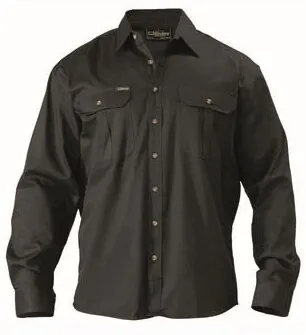 Bisley Workwear BS6433 Long Sleeve Shirt - Drill - Cotton - Men - Black - S