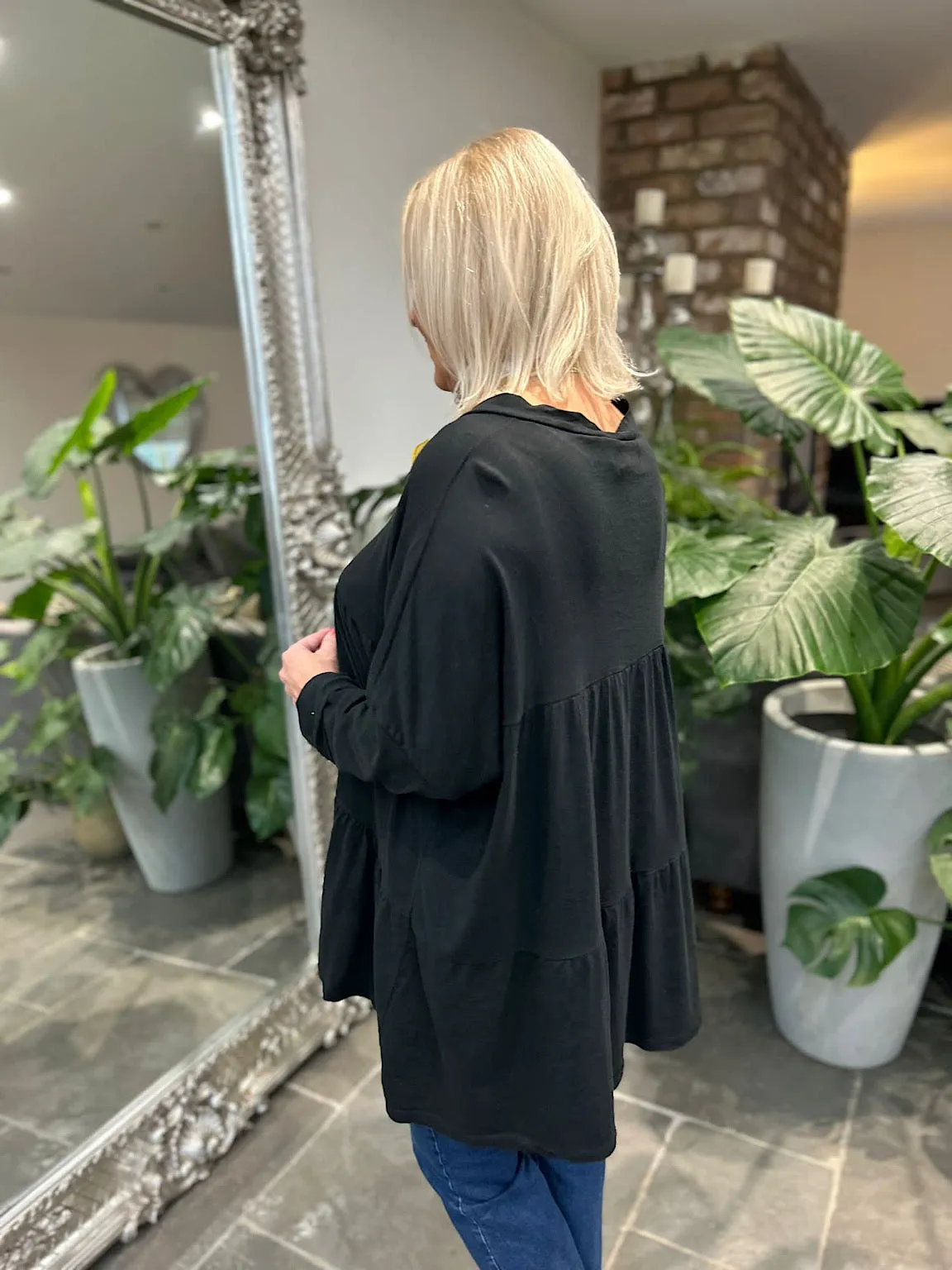 Black Button Tiered Tunic Maisie