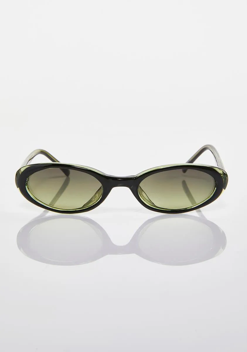 Black Oval Cat Sunglasses-