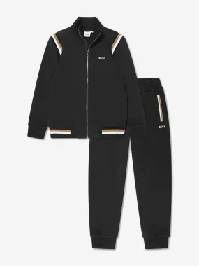 BOSS Boys Logo Tracksuit in Black