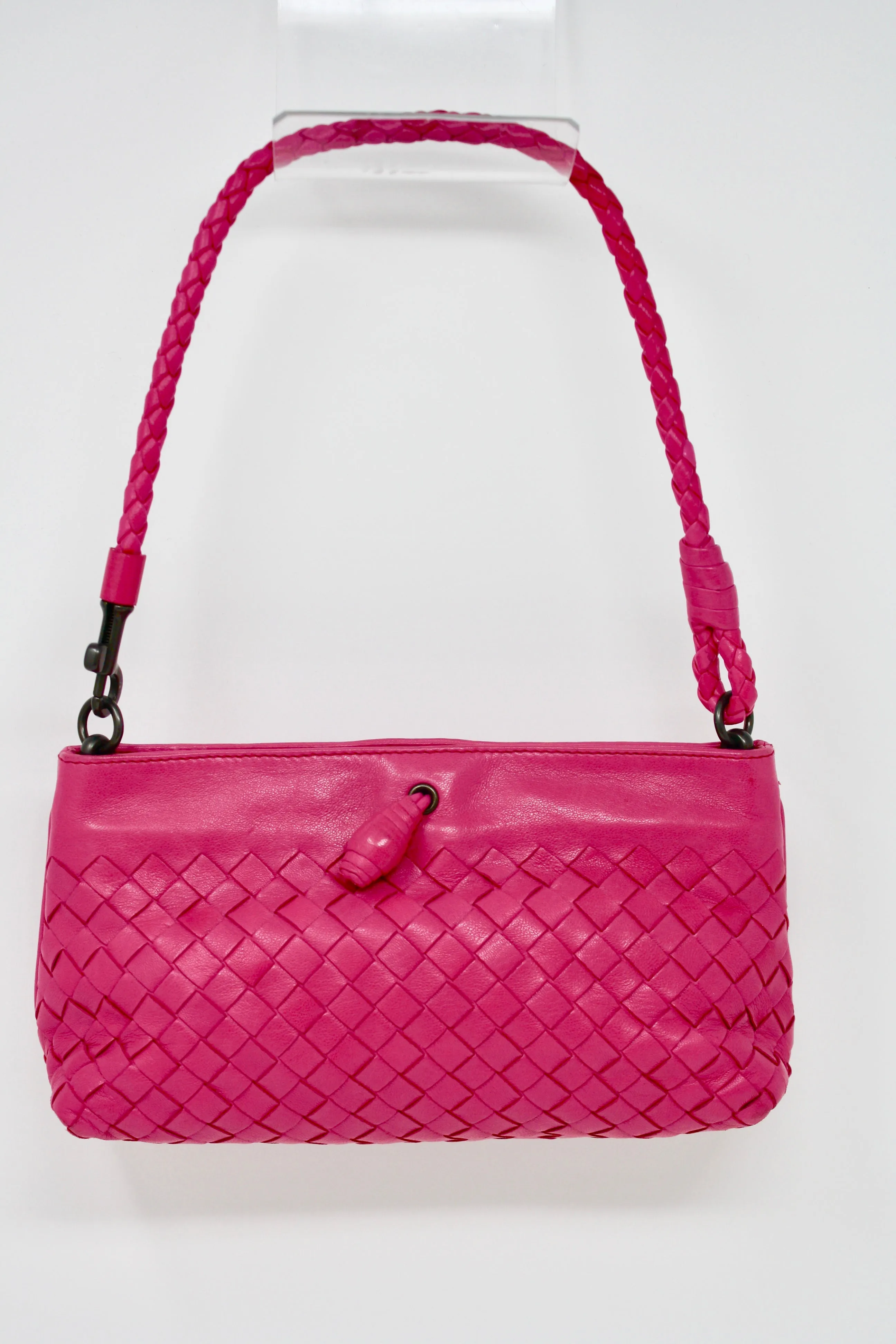 BOTTEGA VENETA Pink Intrecciato Leather Bag