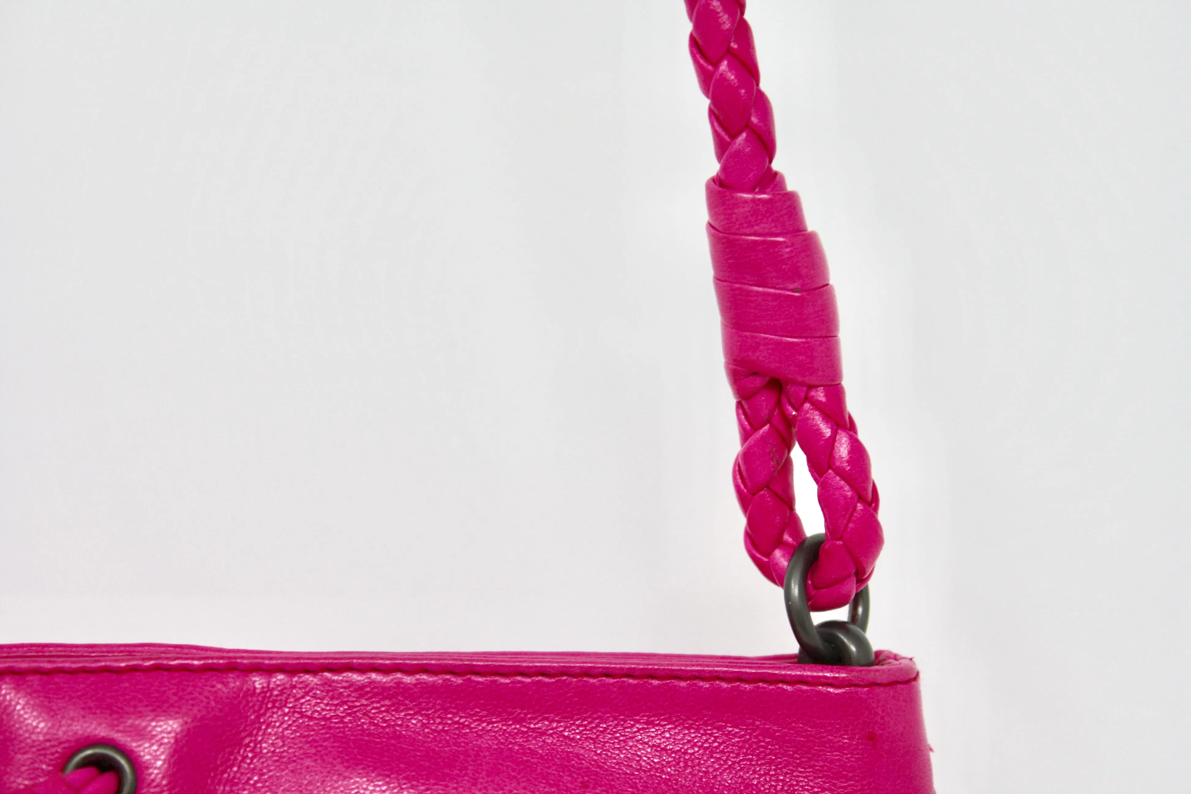 BOTTEGA VENETA Pink Intrecciato Leather Bag