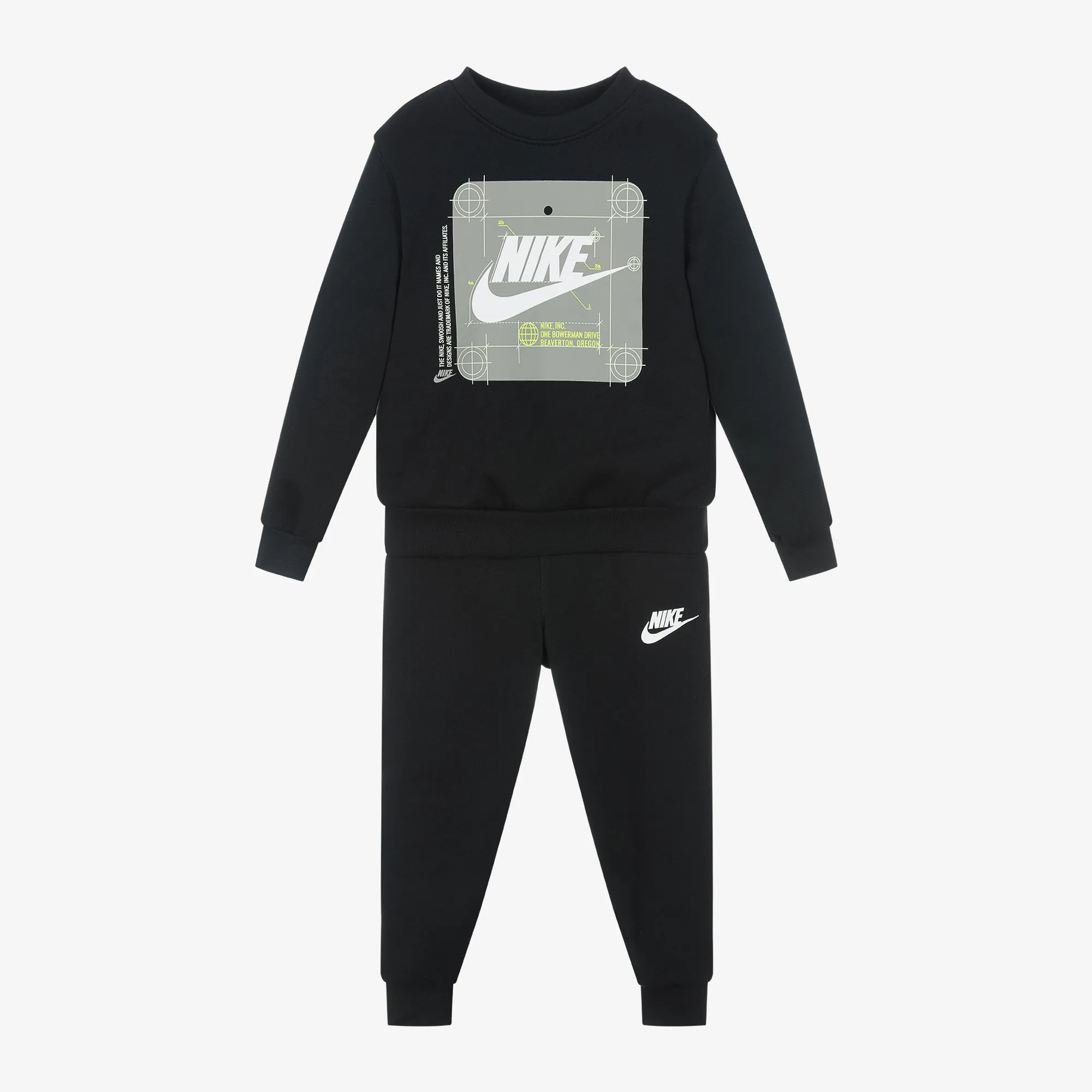 Boys Black Graphic Print Cotton Tracksuit