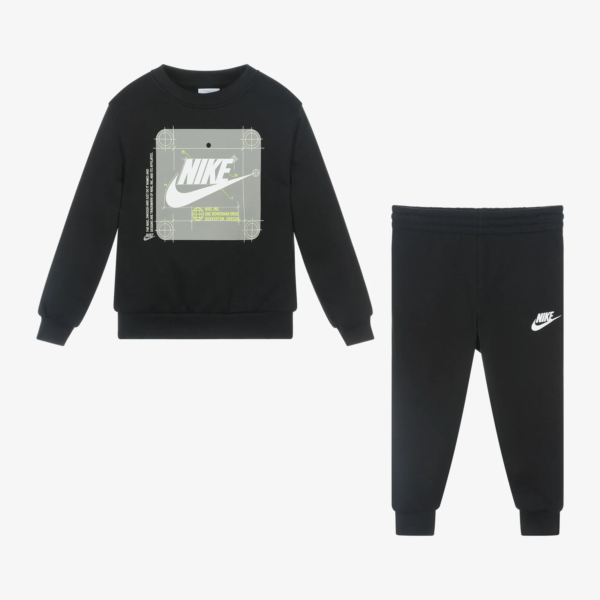 Boys Black Graphic Print Cotton Tracksuit