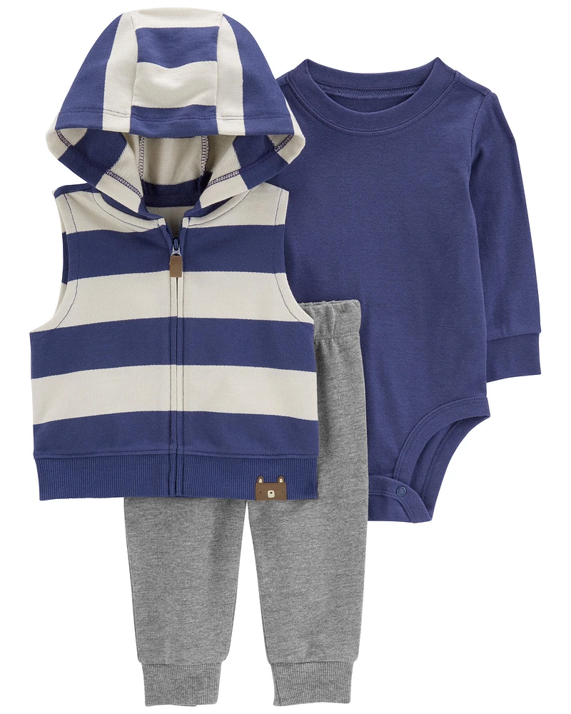 Carters Oshkosh Baby 3-Piece Striped Little Vest Set