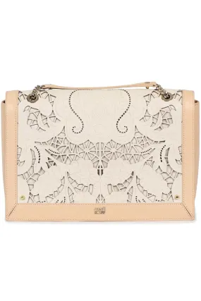 CAVALLI CLASS LASER CUT LEATHER SHOULDER BAG