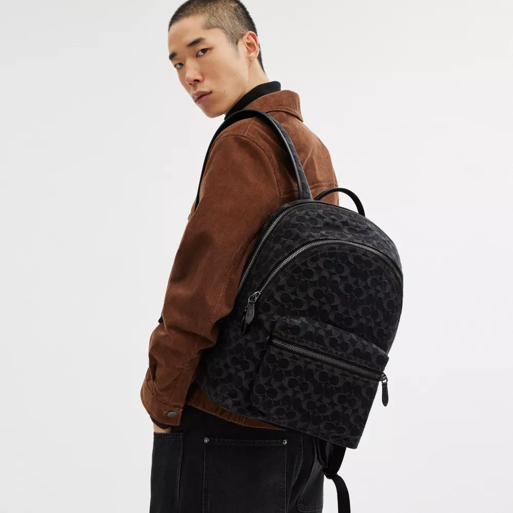 CHARTER BACKPACK IN SIGNATURE DENIM