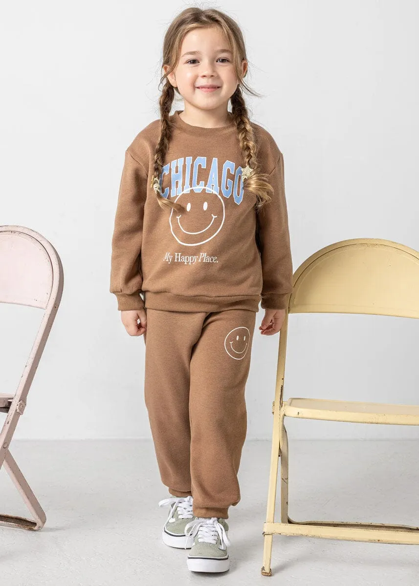 Chicago, My Happy Place Fleece Sweat Set - Toffee