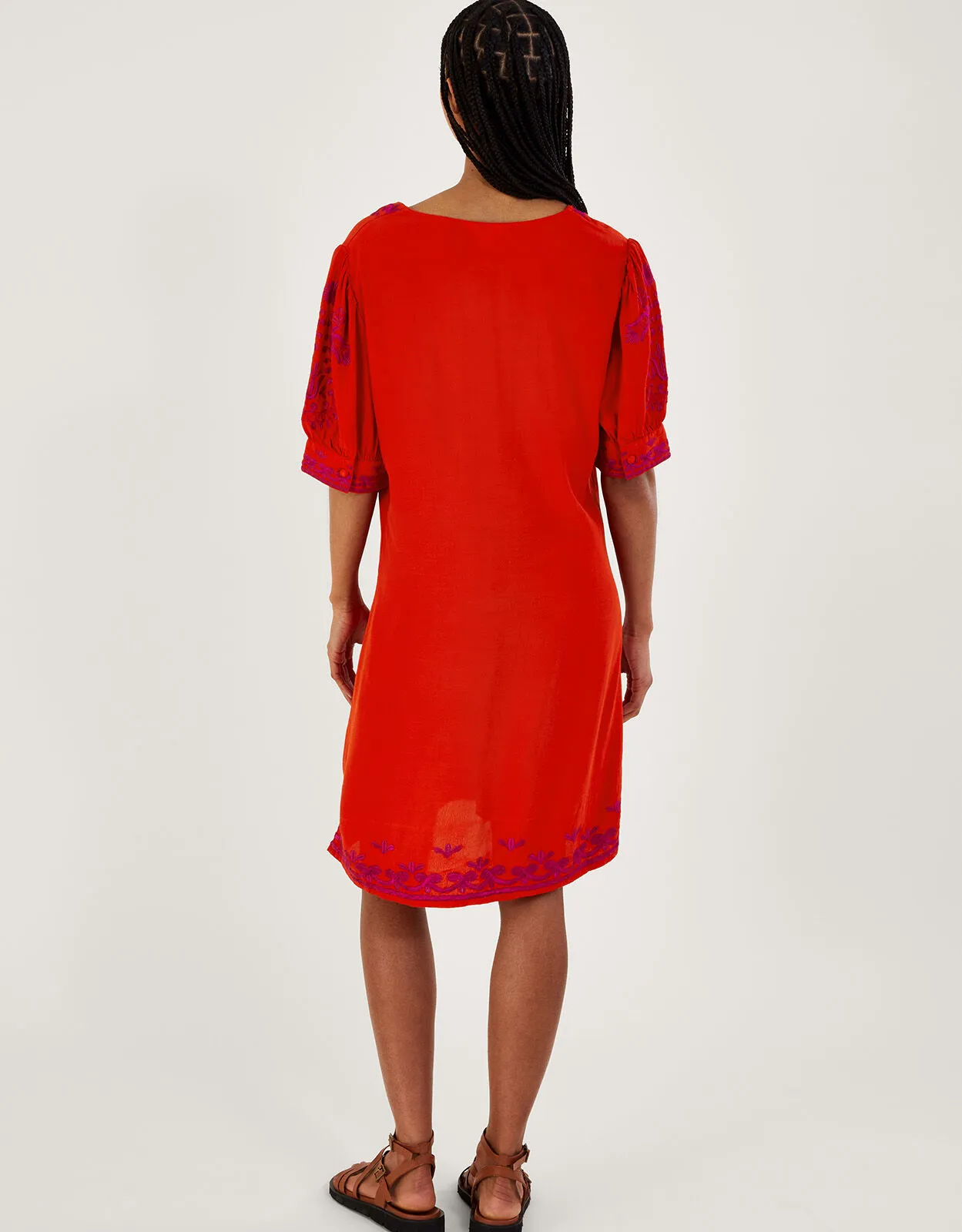 Chrissy Embroidered Tunic Dress Orange