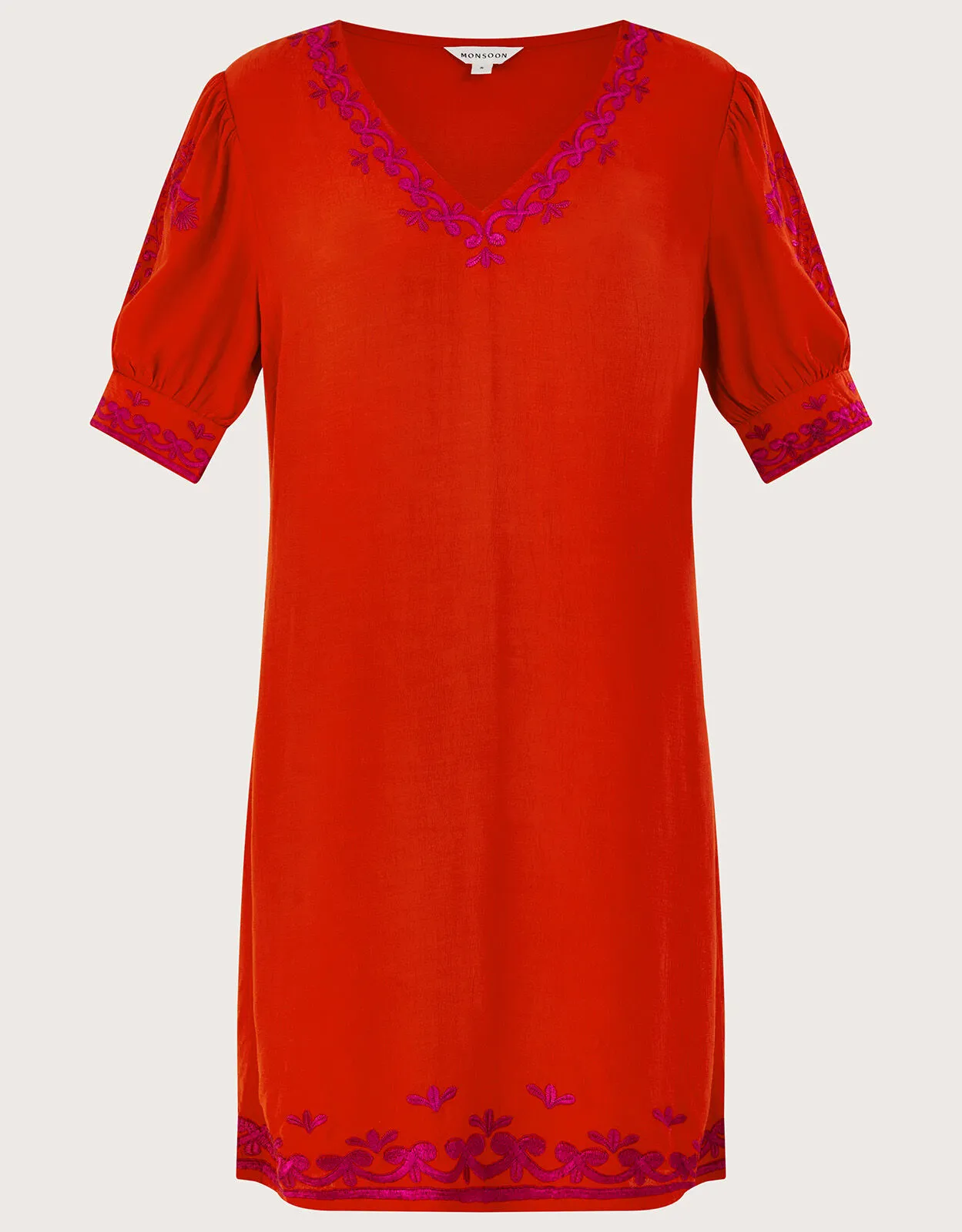 Chrissy Embroidered Tunic Dress Orange