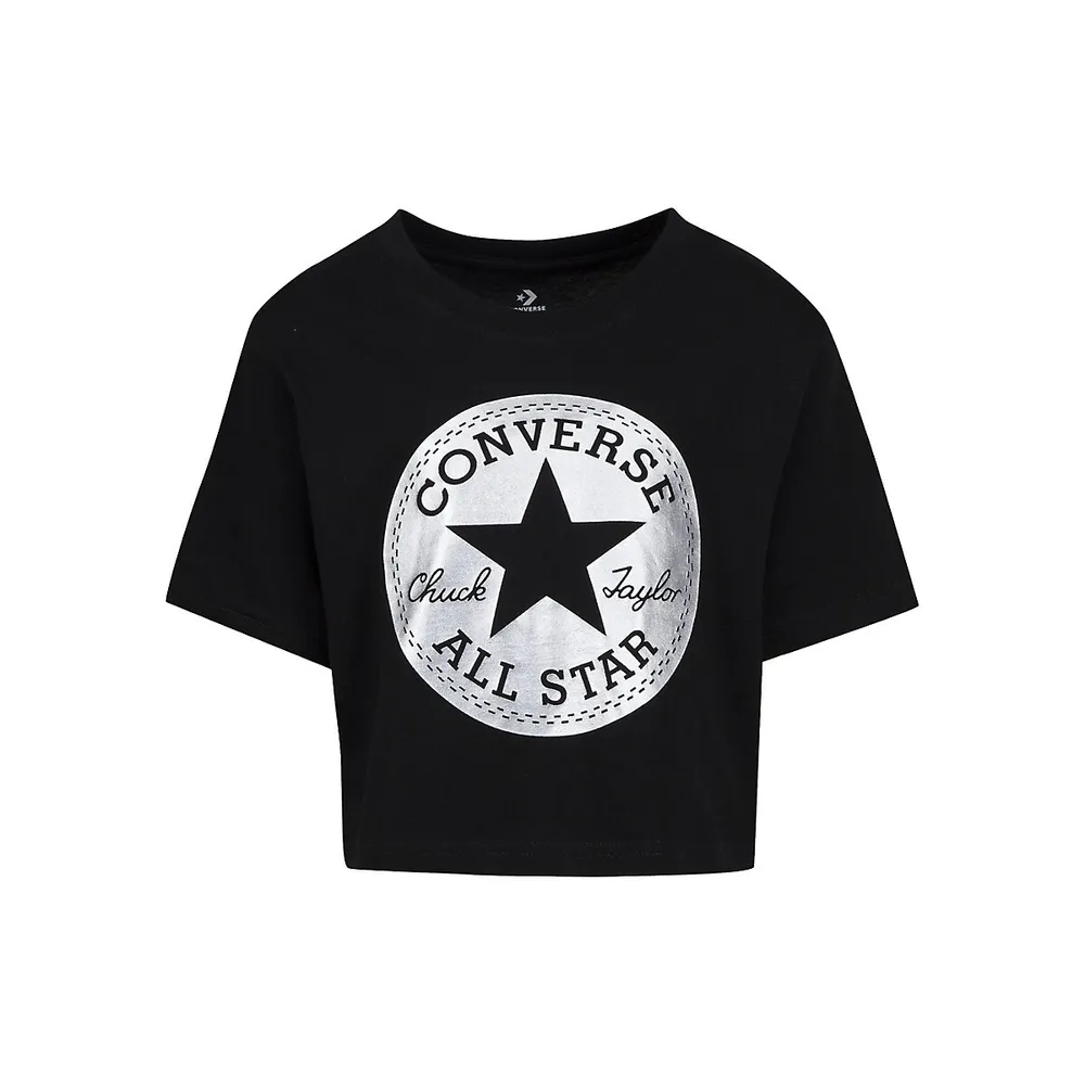 Converse Little Girls Foil Chuck Logo Boxy T-Shirt