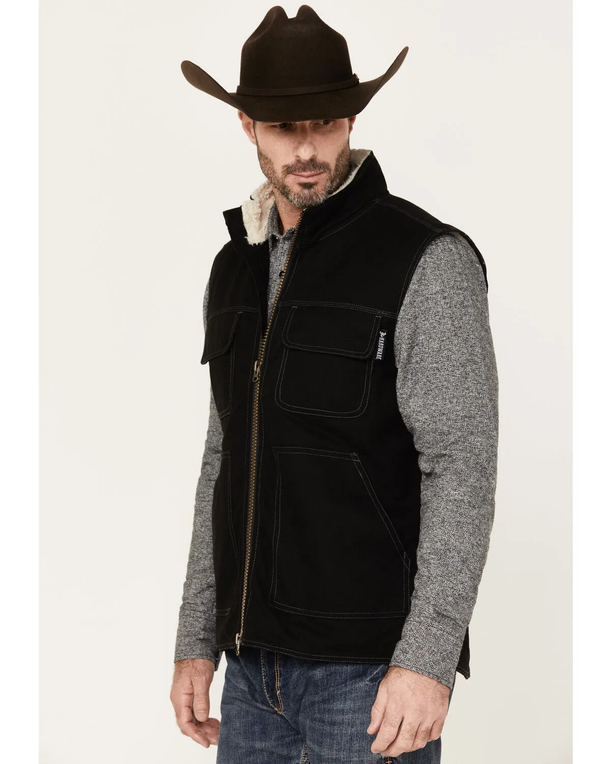 Cowboy Hardware Men's Logo Canvas Solid Workwear Vest