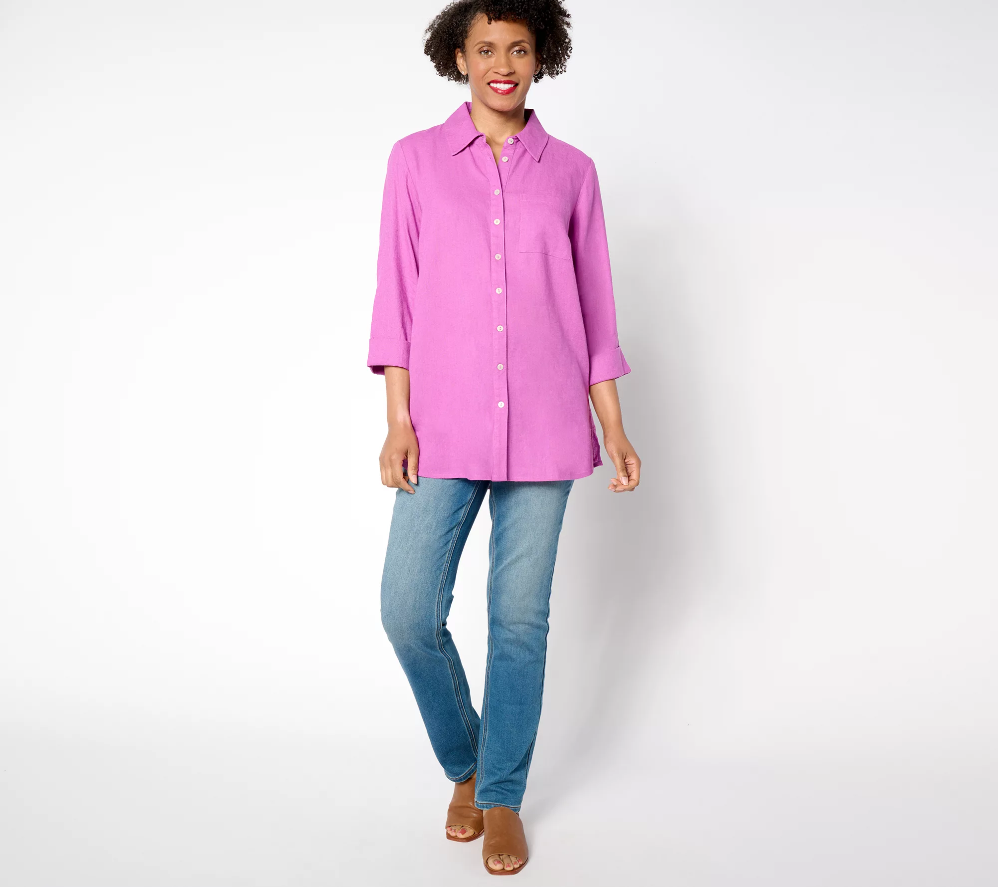 Denim & Co. Adaptive Naturals Linen Blend Tunic