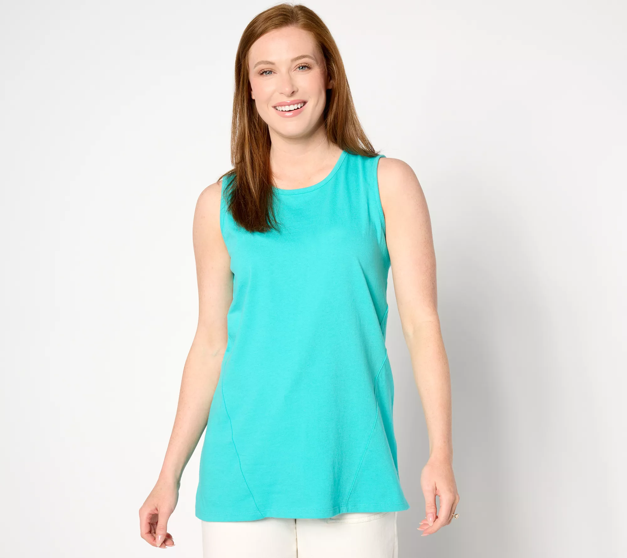 Denim & Co. Essentials Petite True Cotton Jersey Tunic Tank