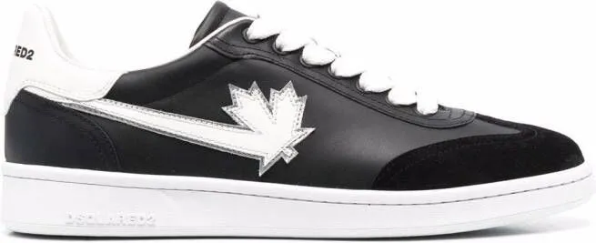 DSQUARED2 logo-patch leather sneakers Black