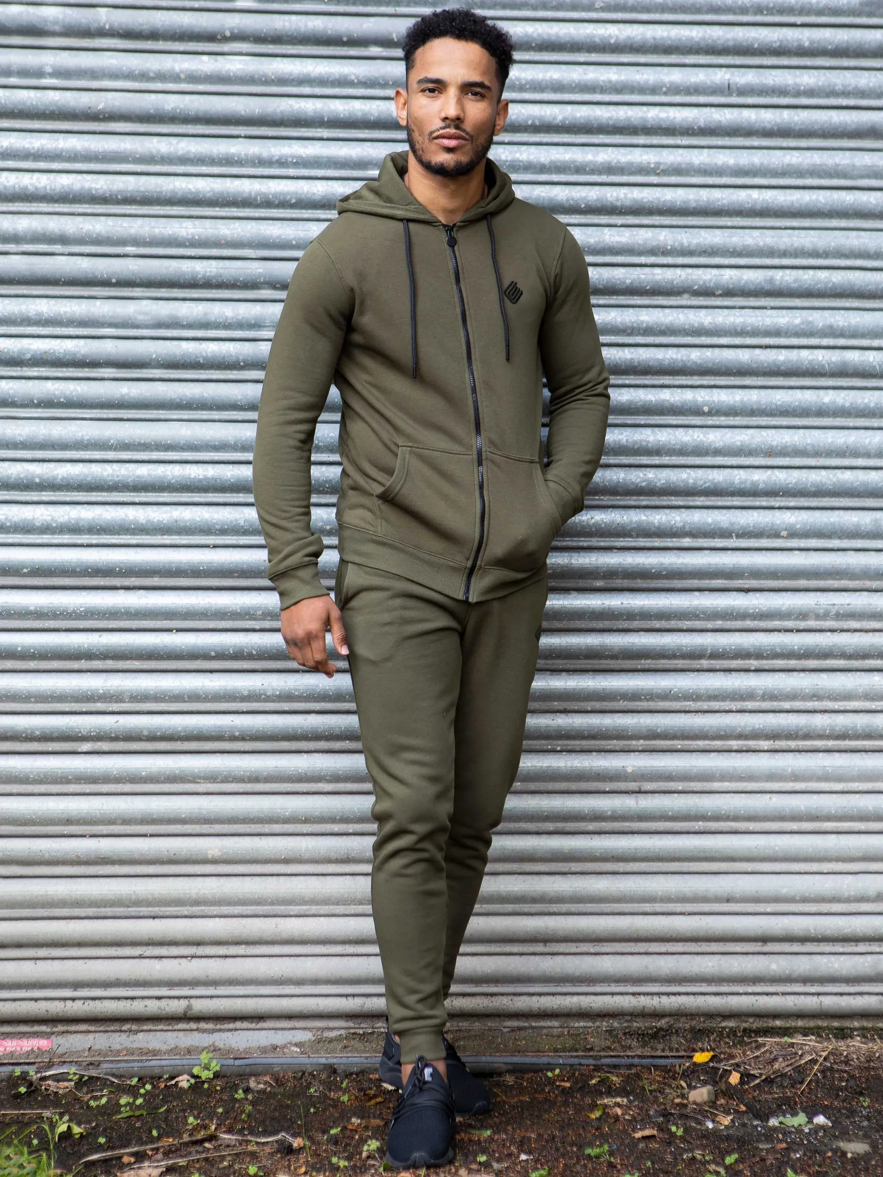 Enzo Mens Slim Fit Zip Up Tracksuit Jog Set