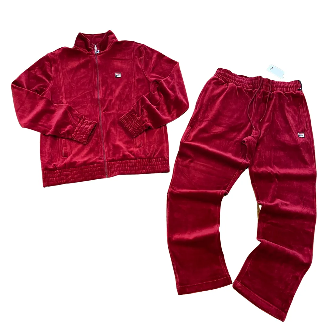 Fila O-FIT VELOUR TRACKSUIT Men’s - BURGUNDY