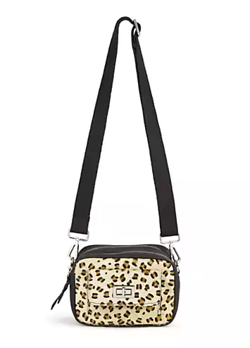 Freemans Black Leopard Cross Body Bag