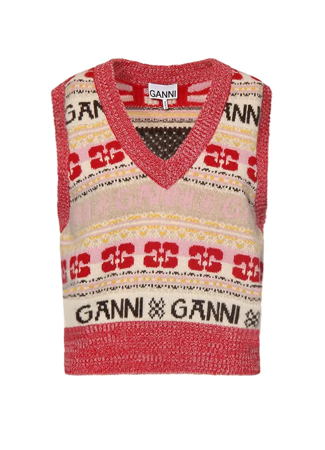 Ganni Logo Wool Mix Vest K1902