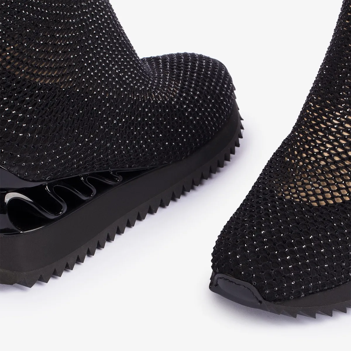 GILDA RUNNING 60 mm Jet black fishnet and Crystals running shoe