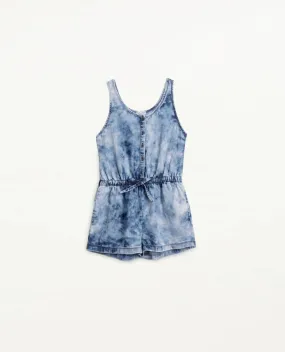 Girls Indigo Tie Dye Romper