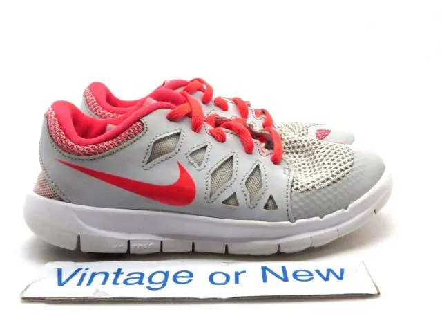 Girls Nike Free 5.0 Pure Platinum Crimson White Running ...