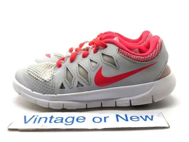 Girls Nike Free 5.0 Pure Platinum Crimson White Running ...