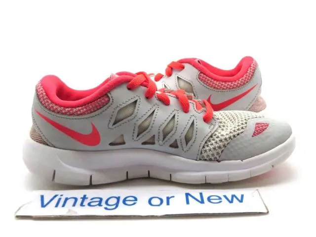 Girls Nike Free 5.0 Pure Platinum Crimson White Running ...