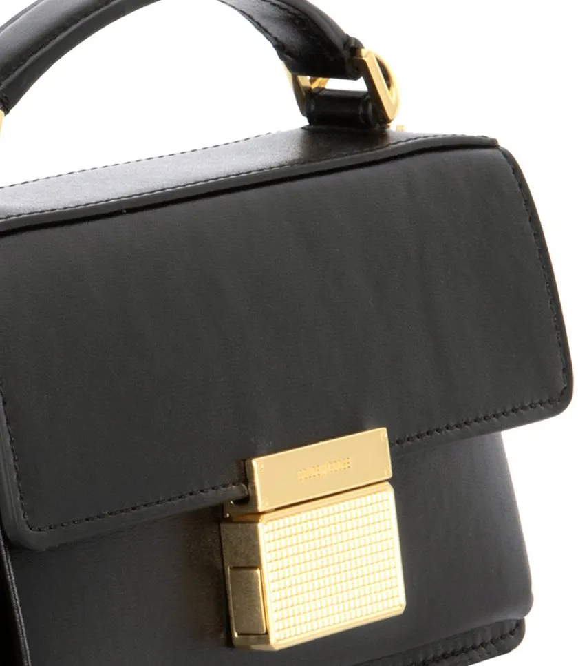 GOLDEN GOOSE SMALL VENEZIA BAG IN BOARDED LEATHER WITH GOLD DETAILS