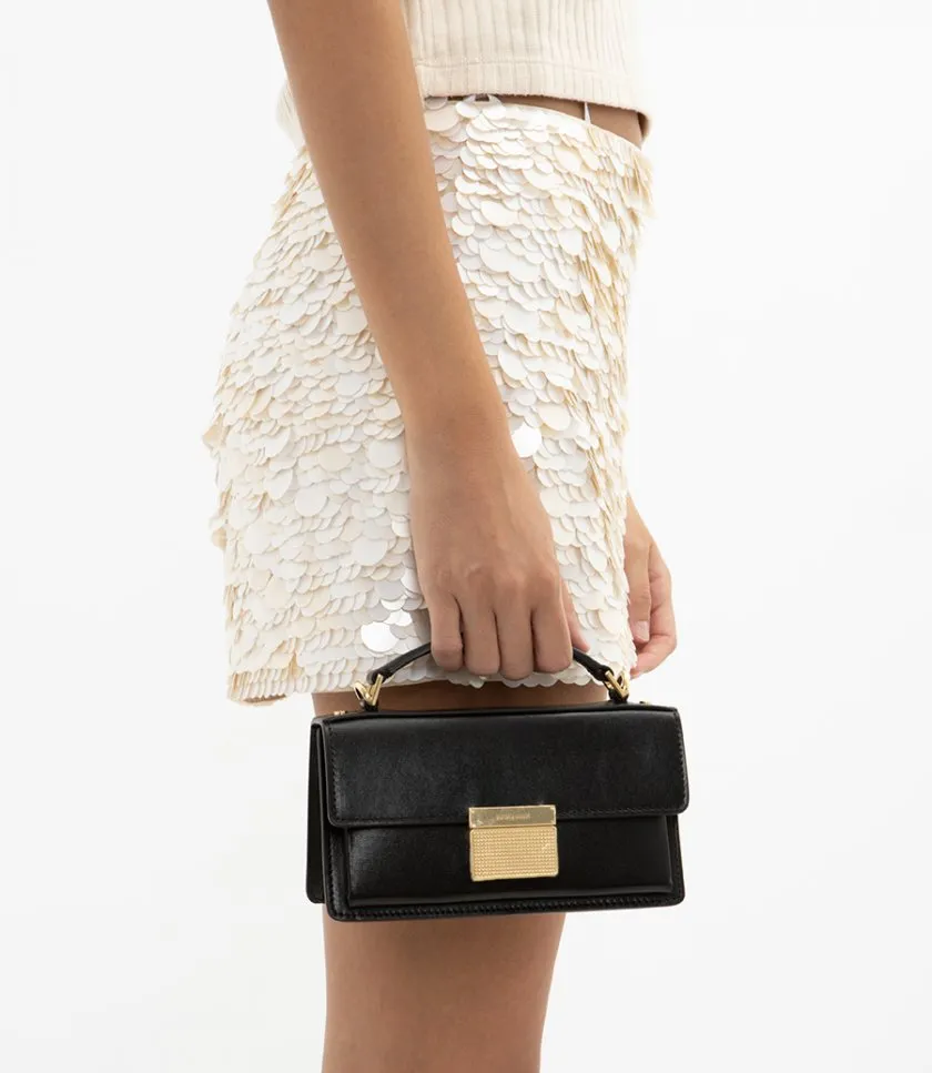 GOLDEN GOOSE SMALL VENEZIA BAG IN BOARDED LEATHER WITH GOLD DETAILS