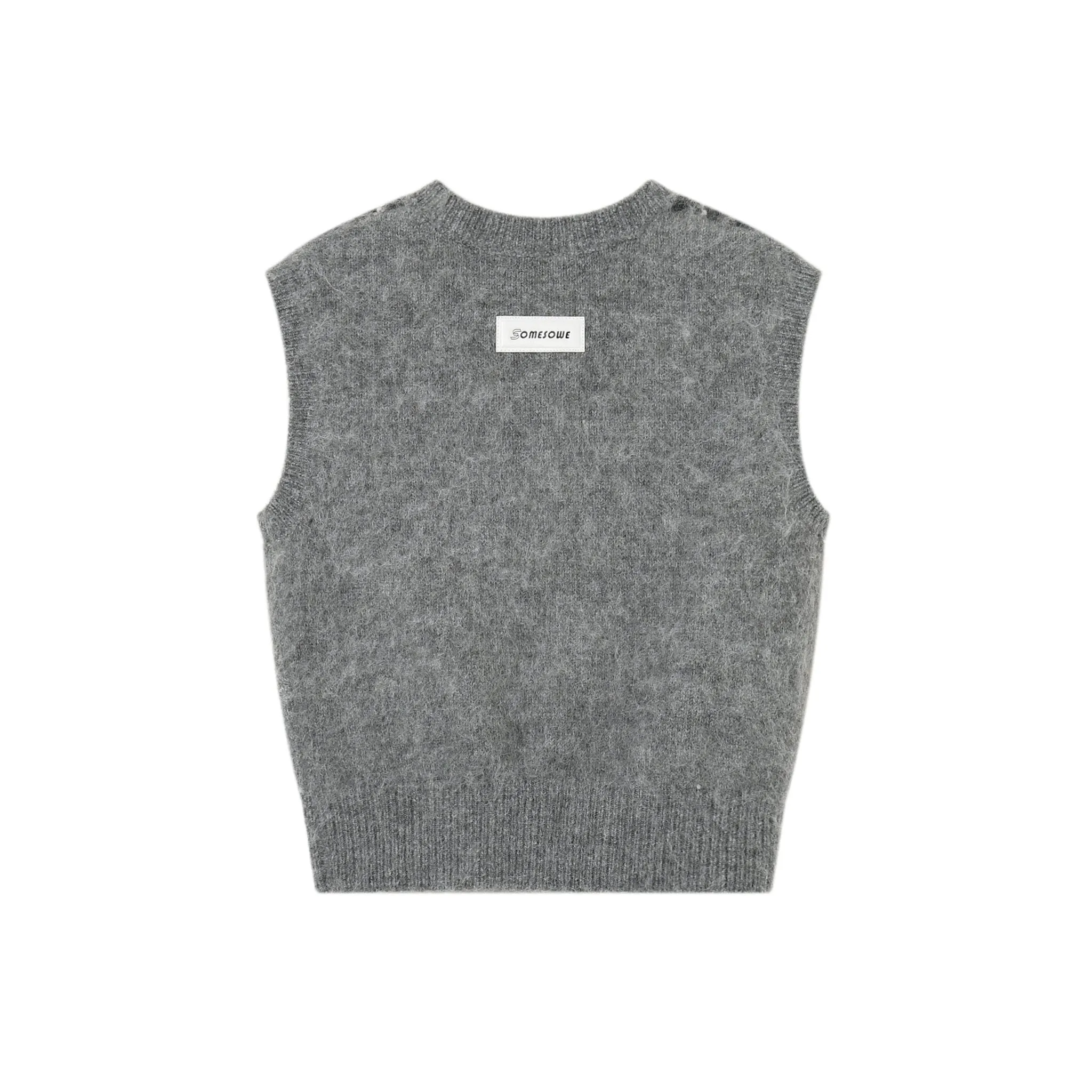 Grey Diamond Pattern Short Vest-